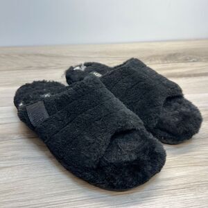 UGG Fluff You Black Slides Sandals Mens Size 9 1117473 Fluffy Furry Sandal